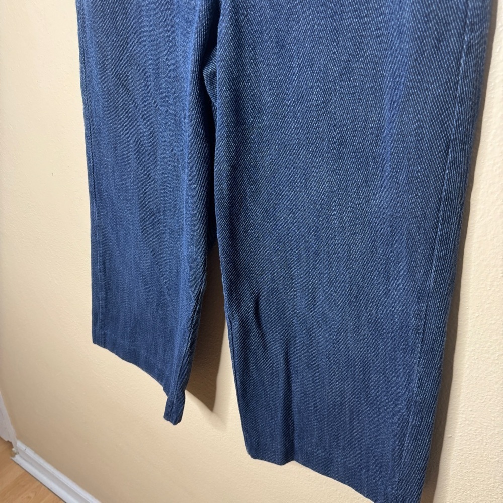 Massimo Dutti Pants Women's 10 Blue Corduroy Wide-Leg Croped Denim - Picture 3 of 9